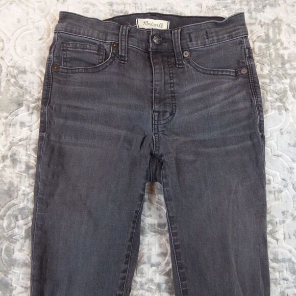 Madewell  Jeans Womens 25 9" High Rise Skinny Black Raw Hem Distressed - Picture 2 of 14